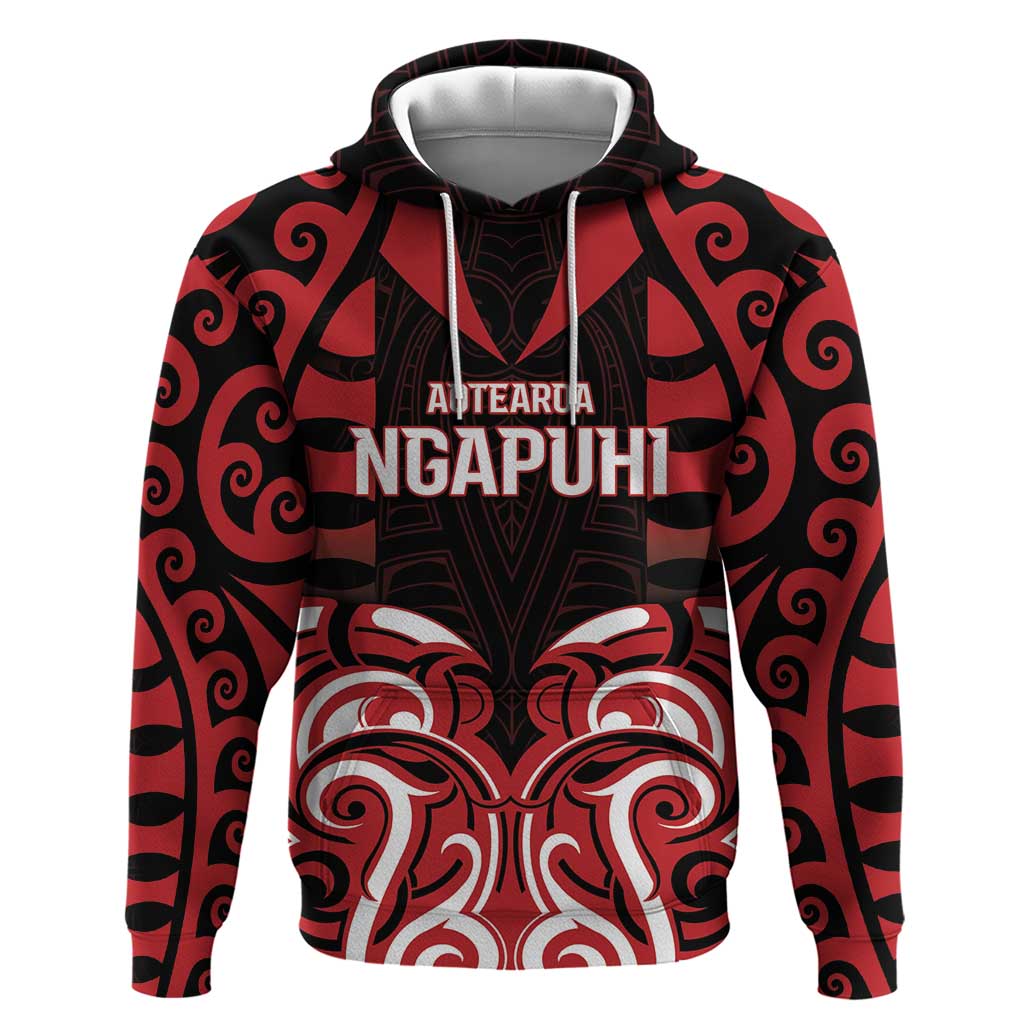 Custom Aotearoa Ngapuhi Hoodie Maori Pattern New Zealand DT05 Pullover Hoodie Red - Polynesian Pride