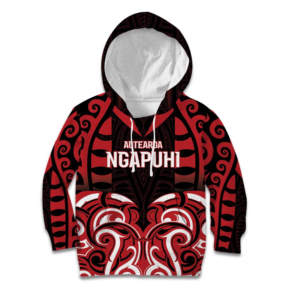 Custom Aotearoa Ngapuhi Kid Hoodie Maori Pattern New Zealand DT05 Hoodie Red - Polynesian Pride