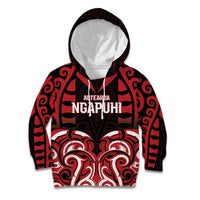Custom Aotearoa Ngapuhi Kid Hoodie Maori Pattern New Zealand DT05 Hoodie Red - Polynesian Pride