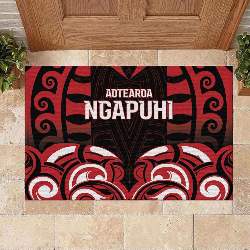 Aotearoa Ngapuhi Rubber Doormat Maori Pattern New Zealand DT05 Red - Polynesian Pride