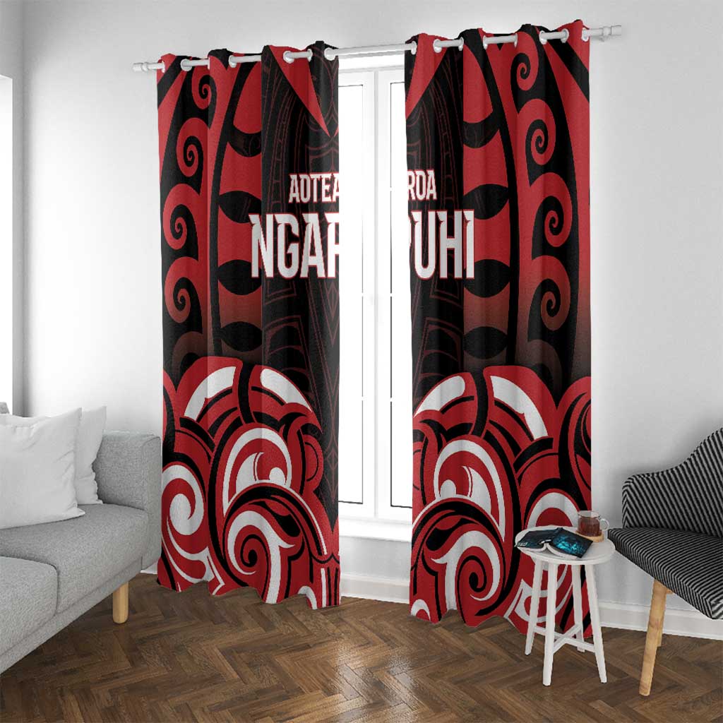 Aotearoa Ngapuhi Window Curtain Maori Pattern New Zealand DT05 With Grommets Red - Polynesian Pride