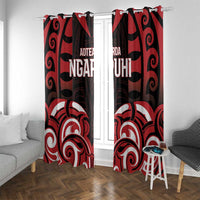 Aotearoa Ngapuhi Window Curtain Maori Pattern New Zealand DT05 With Grommets Red - Polynesian Pride