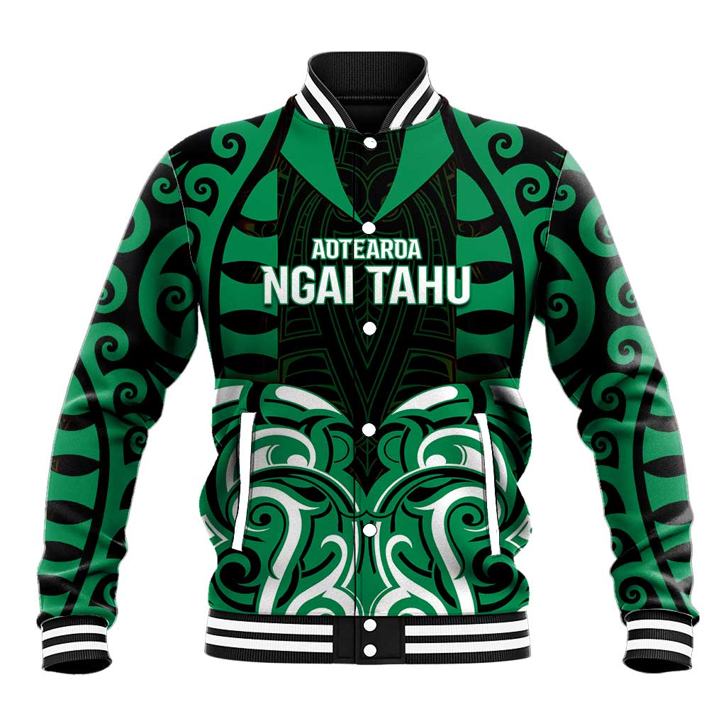 Custom Aotearoa Ngai Tahu Baseball Jacket Maori Pattern New Zealand DT05 Unisex Green - Polynesian Pride