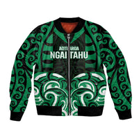 Custom Aotearoa Ngai Tahu Bomber Jacket Maori Pattern New Zealand DT05 Unisex Green - Polynesian Pride