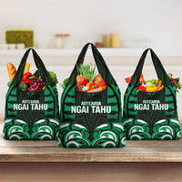 Aotearoa Ngai Tahu Grocery Bag Maori Pattern New Zealand DT05 3-pack One Size Green - Polynesian Pride