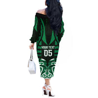 Custom Aotearoa Ngai Tahu Off The Shoulder Long Sleeve Dress Maori Pattern New Zealand DT05 - Polynesian Pride