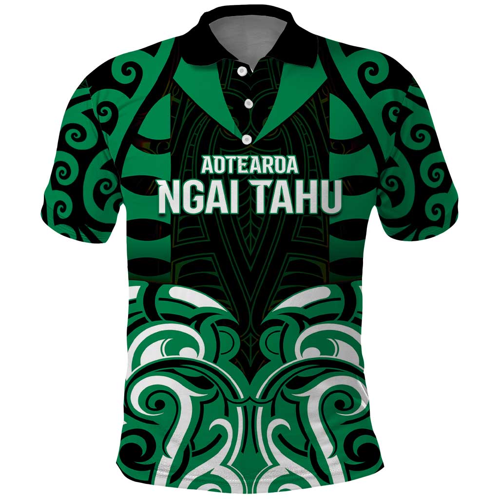 Custom Aotearoa Ngai Tahu Polo Shirt Maori Pattern New Zealand DT05 Green - Polynesian Pride