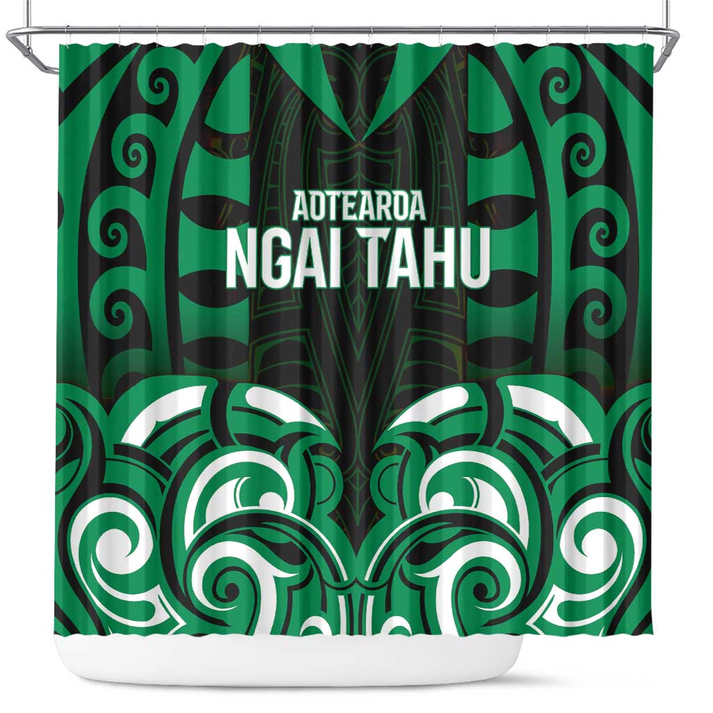 Aotearoa Ngai Tahu Shower Curtain Maori Pattern New Zealand DT05 Green - Polynesian Pride