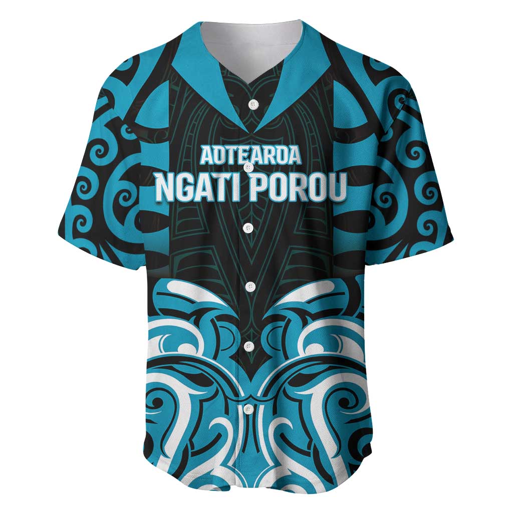 Custom Aotearoa Ngati Porou Baseball Jersey Maori Pattern New Zealand DT05 Blue - Polynesian Pride