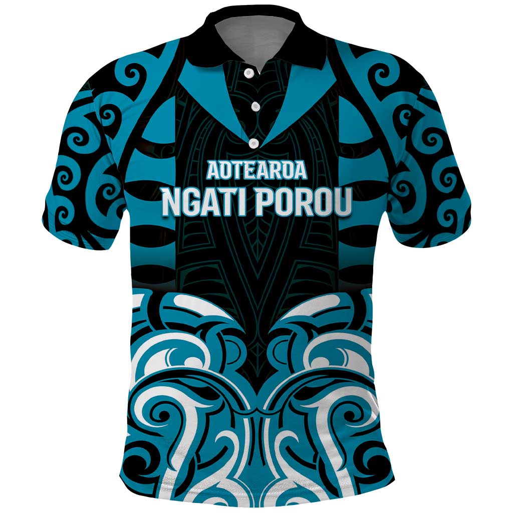 Custom Aotearoa Ngati Porou Polo Shirt Maori Pattern New Zealand DT05 Blue - Polynesian Pride