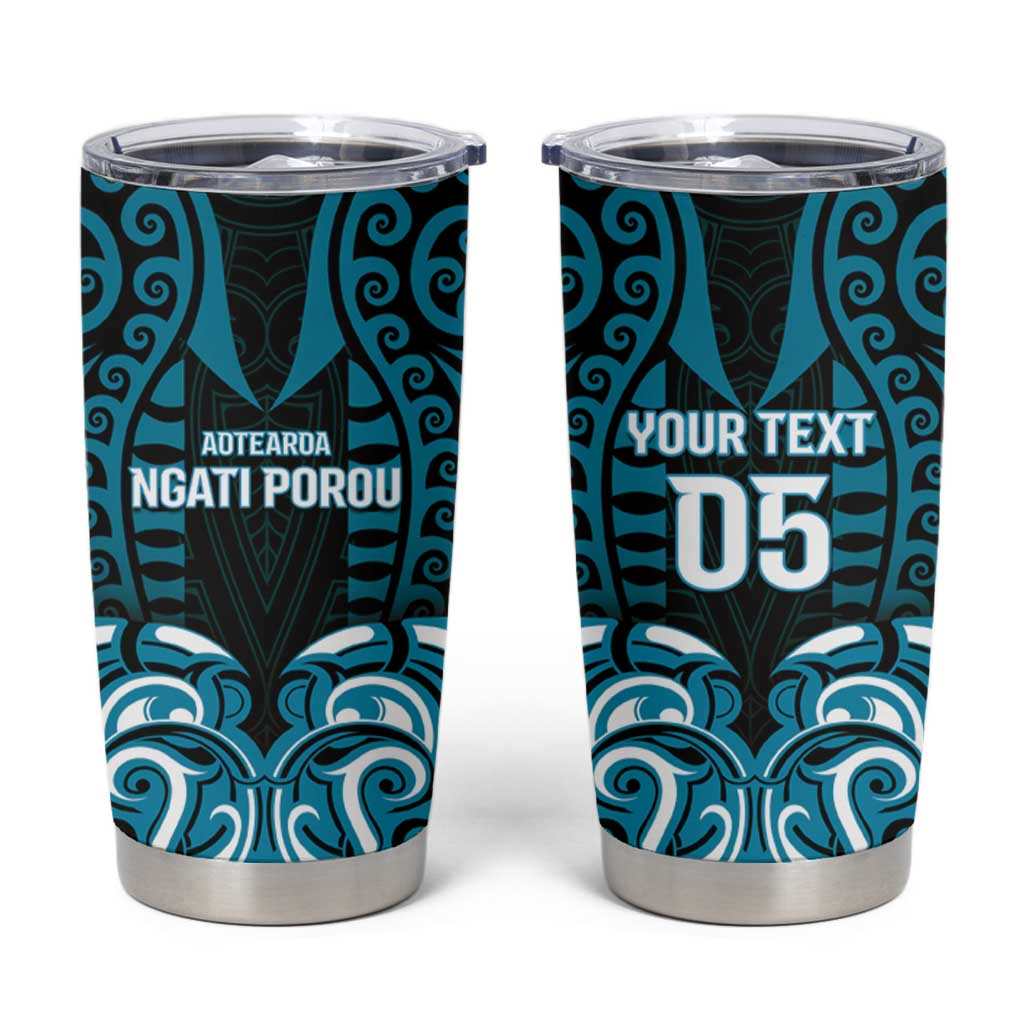 Custom Aotearoa Ngati Porou Tumbler Cup Maori Pattern New Zealand DT05 Blue - Polynesian Pride