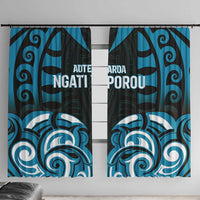 Aotearoa Ngati Porou Window Curtain Maori Pattern New Zealand DT05 With Hooks Blue - Polynesian Pride