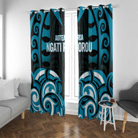 Aotearoa Ngati Porou Window Curtain Maori Pattern New Zealand DT05 With Grommets Blue - Polynesian Pride