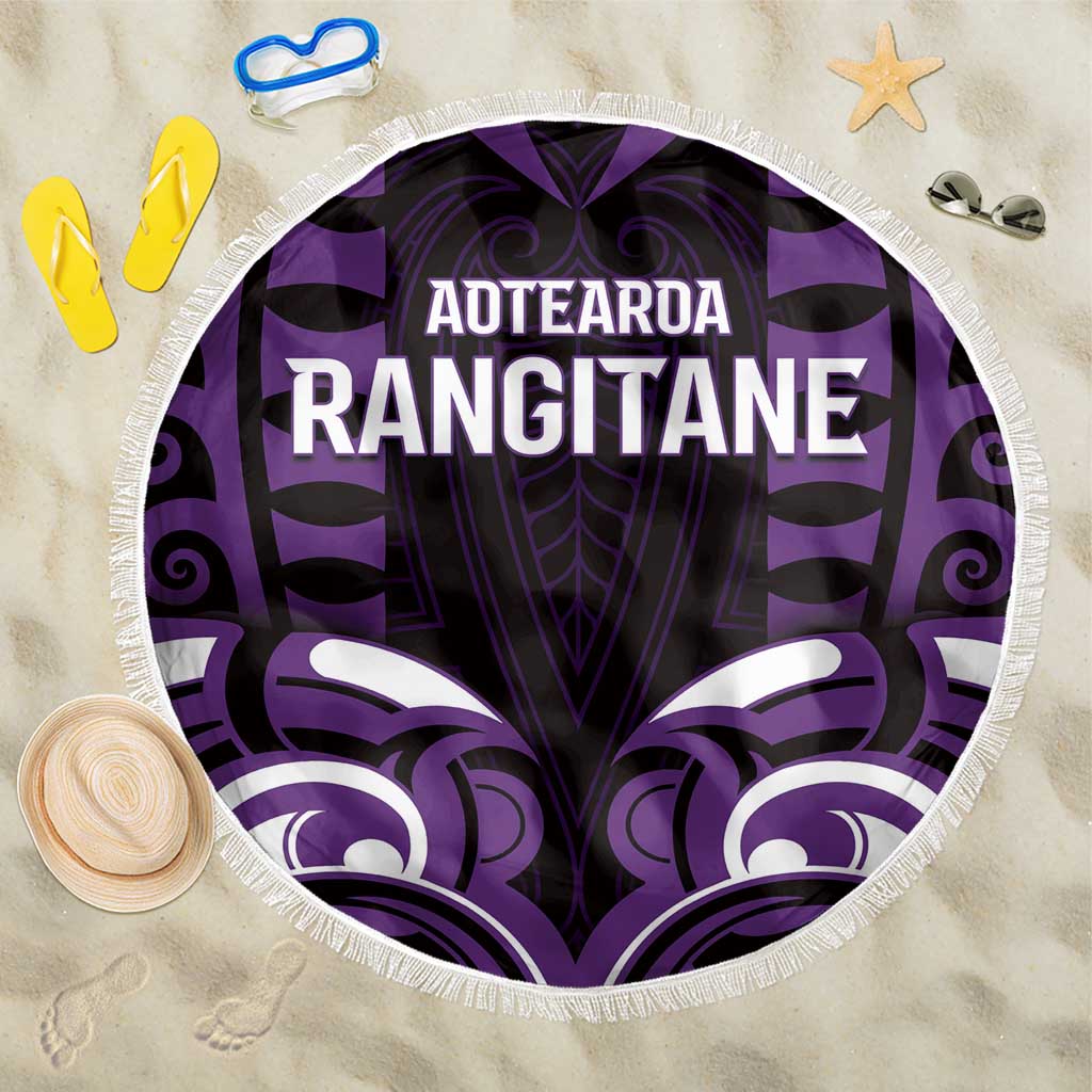 Aotearoa Rangitane Beach Blanket Maori Pattern New Zealand DT05 One Size 150cm Purple - Polynesian Pride