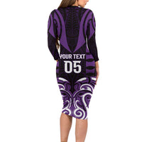 Custom Aotearoa Rangitane Long Sleeve Bodycon Dress Maori Pattern New Zealand DT05 - Polynesian Pride