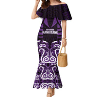 Custom Aotearoa Rangitane Mermaid Dress Maori Pattern New Zealand DT05 Women Purple - Polynesian Pride