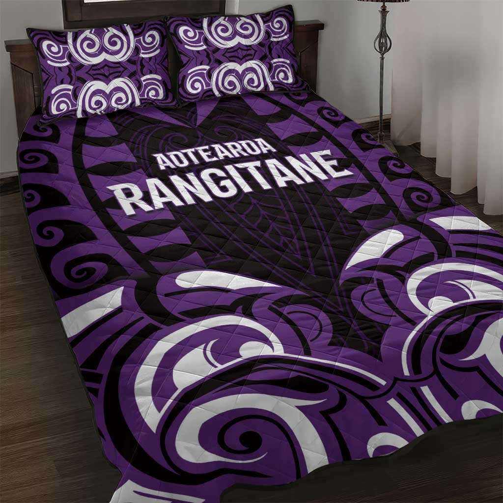 Aotearoa Rangitane Quilt Bed Set Maori Pattern New Zealand DT05 Purple - Polynesian Pride