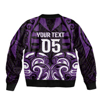Custom Aotearoa Rangitane Sleeve Zip Bomber Jacket Maori Pattern New Zealand DT05 - Polynesian Pride