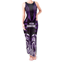 Custom Aotearoa Rangitane Tank Maxi Dress Maori Pattern New Zealand DT05 Women Purple - Polynesian Pride