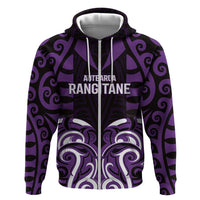Custom Aotearoa Rangitane Zip Hoodie Maori Pattern New Zealand DT05 Zip Hoodie Purple - Polynesian Pride