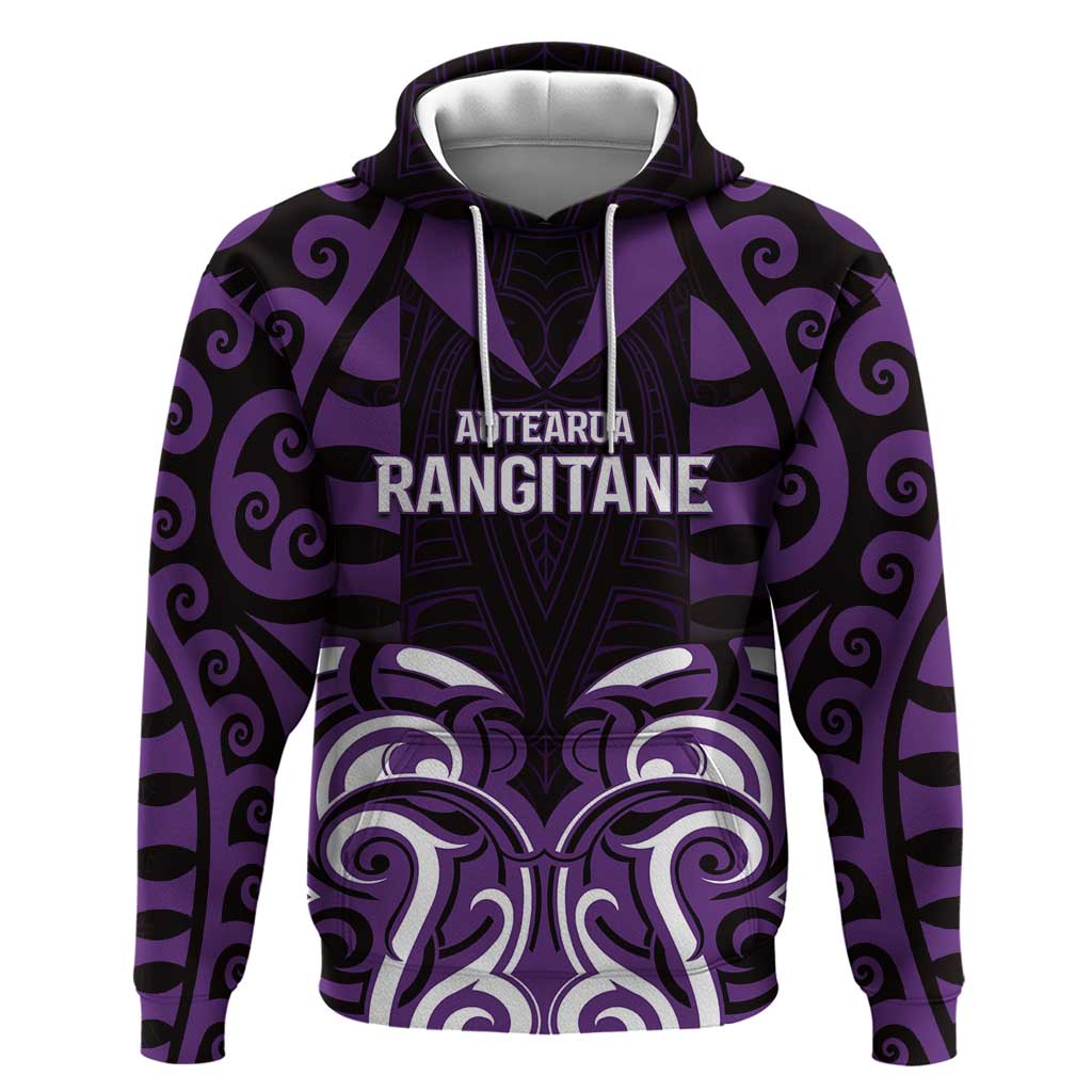Custom Aotearoa Rangitane Zip Hoodie Maori Pattern New Zealand DT05 Pullover Hoodie Purple - Polynesian Pride