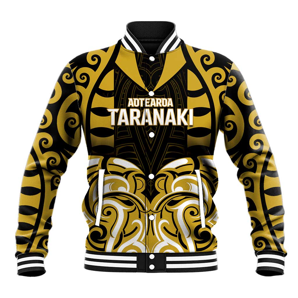 Custom Aotearoa Taranaki Baseball Jacket Maori Pattern New Zealand DT05 Unisex Yellow - Polynesian Pride