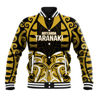 Custom Aotearoa Taranaki Baseball Jacket Maori Pattern New Zealand DT05 Unisex Yellow - Polynesian Pride