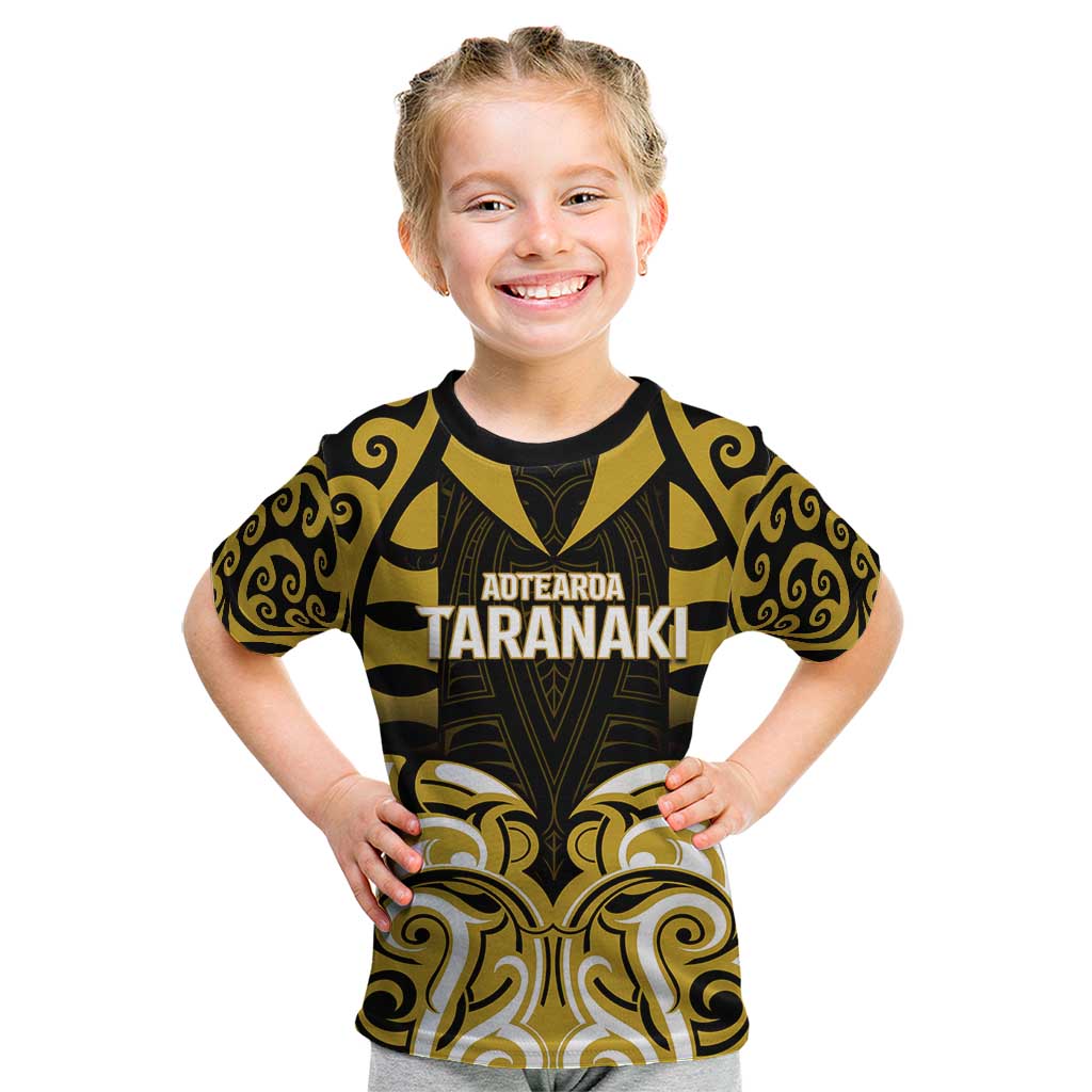 Custom Aotearoa Taranaki Kid T Shirt Maori Pattern New Zealand DT05 Yellow - Polynesian Pride