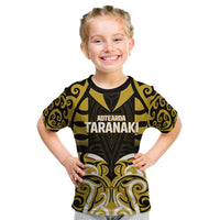 Custom Aotearoa Taranaki Kid T Shirt Maori Pattern New Zealand DT05 Yellow - Polynesian Pride