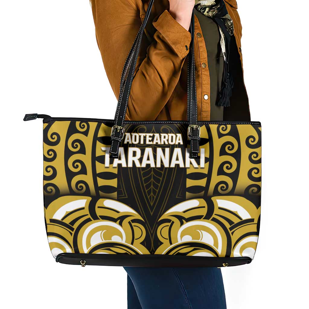 Aotearoa Taranaki Leather Tote Bag Maori Pattern New Zealand DT05 - Polynesian Pride
