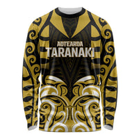 Custom Aotearoa Taranaki Long Sleeve Shirt Maori Pattern New Zealand DT05 Unisex Yellow - Polynesian Pride