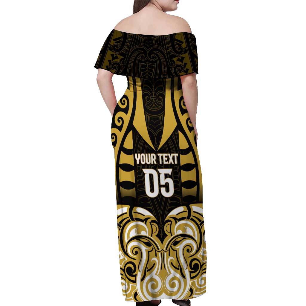 Custom Aotearoa Taranaki Off Shoulder Maxi Dress Maori Pattern New Zealand DT05 - Polynesian Pride