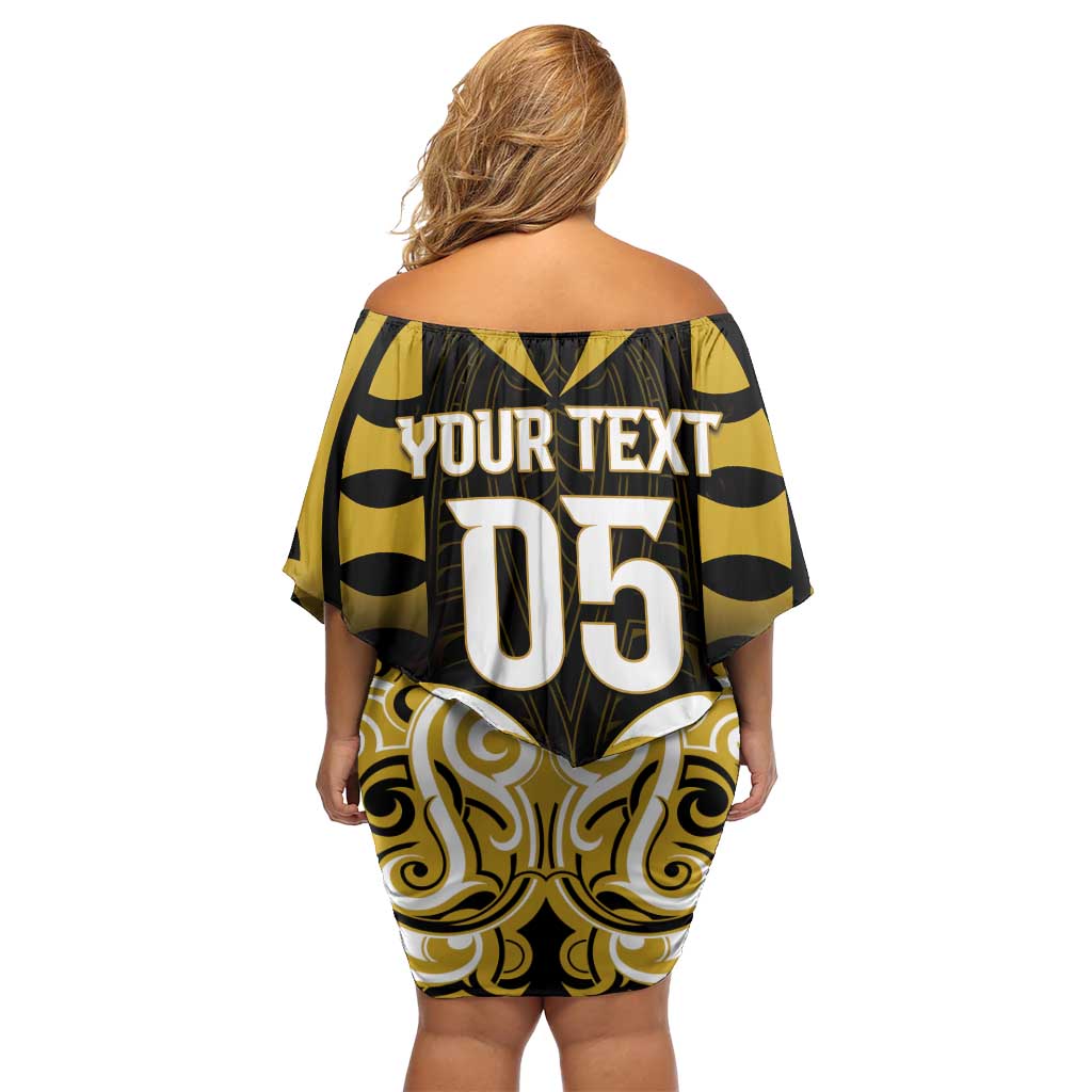 Custom Aotearoa Taranaki Off Shoulder Short Dress Maori Pattern New Zealand DT05 - Polynesian Pride