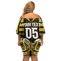 Custom Aotearoa Taranaki Off Shoulder Short Dress Maori Pattern New Zealand DT05 - Polynesian Pride