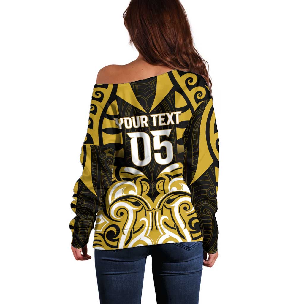 Custom Aotearoa Taranaki Off Shoulder Sweater Maori Pattern New Zealand DT05 - Polynesian Pride