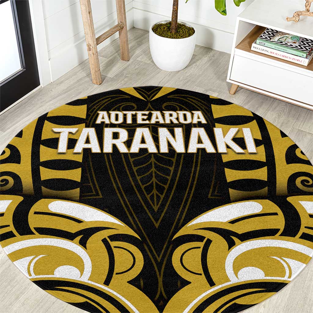 Aotearoa Taranaki Round Carpet Maori Pattern New Zealand DT05 Yellow - Polynesian Pride