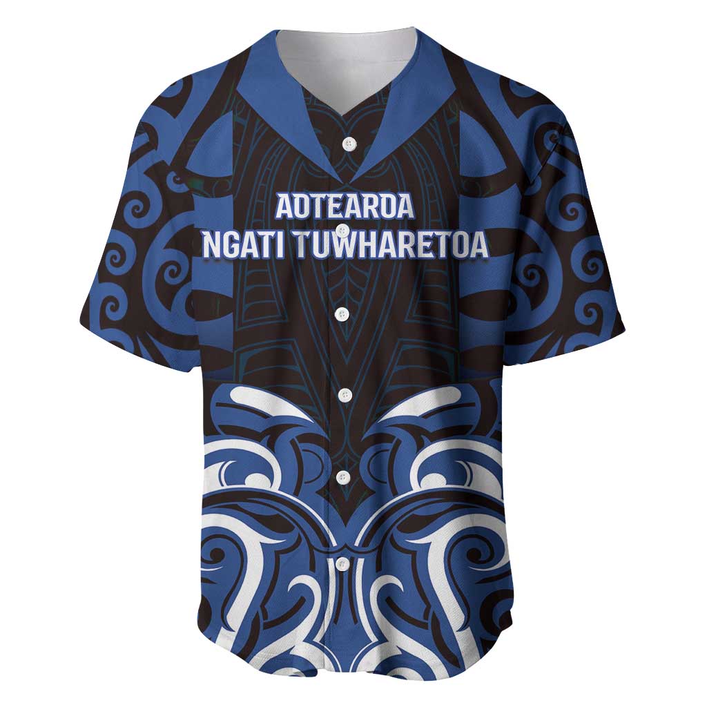 Custom Aotearoa Ngati Tuwharetoa Baseball Jersey Maori Pattern New Zealand DT05 Navy - Polynesian Pride