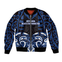 Custom Aotearoa Ngati Tuwharetoa Bomber Jacket Maori Pattern New Zealand DT05 Unisex Navy - Polynesian Pride