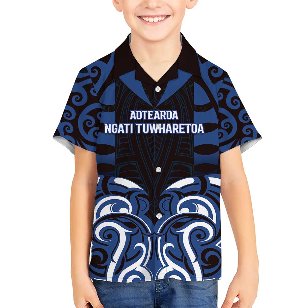 Custom Aotearoa Ngati Tuwharetoa Kid Hawaiian Shirt Maori Pattern New Zealand DT05 Kid Navy - Polynesian Pride