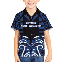 Custom Aotearoa Ngati Tuwharetoa Kid Hawaiian Shirt Maori Pattern New Zealand DT05 Kid Navy - Polynesian Pride