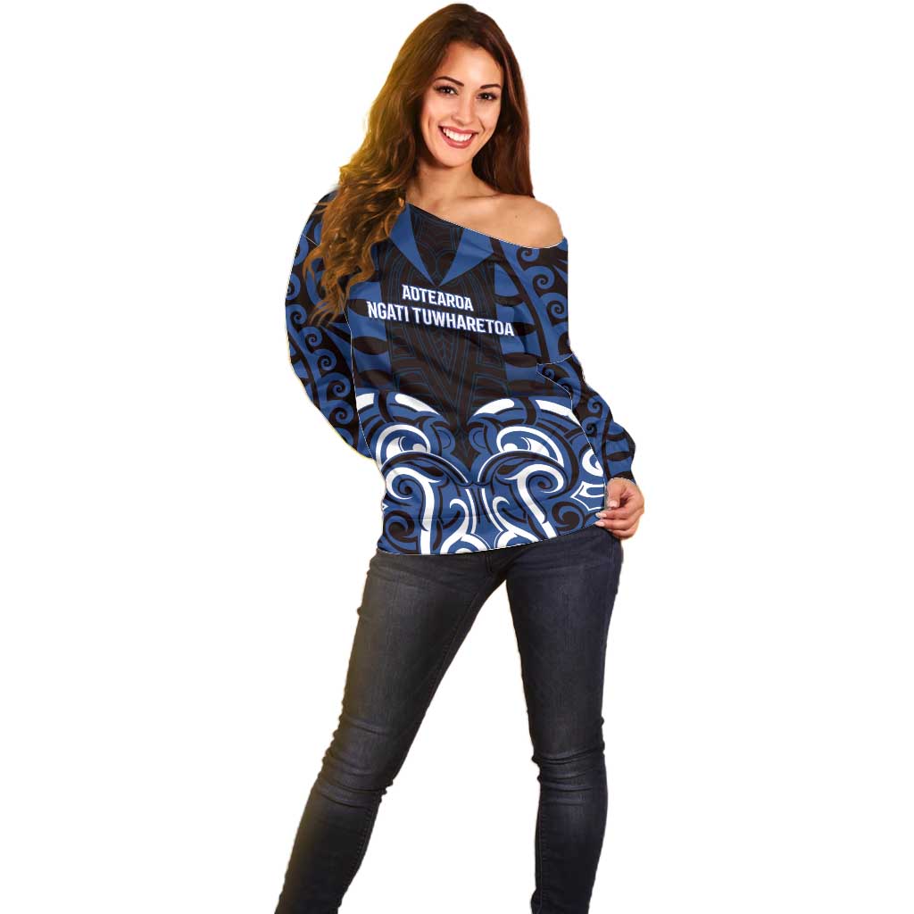 Custom Aotearoa Ngati Tuwharetoa Off Shoulder Sweater Maori Pattern New Zealand DT05 - Polynesian Pride