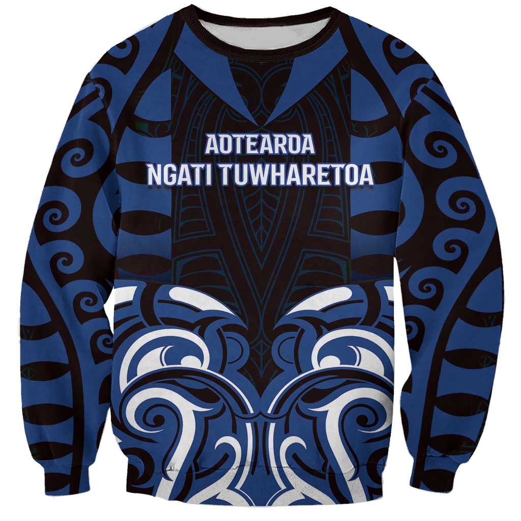 Custom Aotearoa Ngati Tuwharetoa Sweatshirt Maori Pattern New Zealand DT05 Unisex Navy - Polynesian Pride
