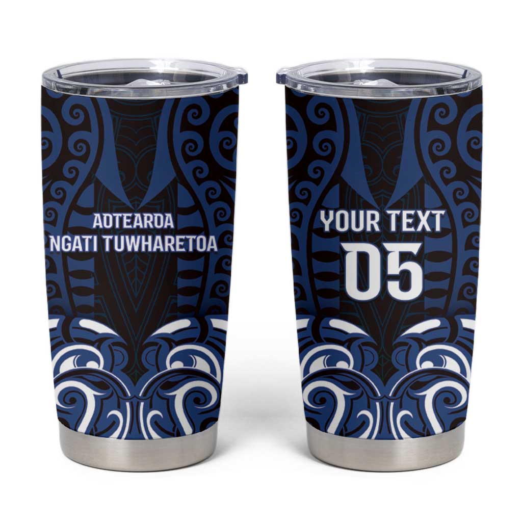 Custom Aotearoa Ngati Tuwharetoa Tumbler Cup Maori Pattern New Zealand DT05 Navy - Polynesian Pride