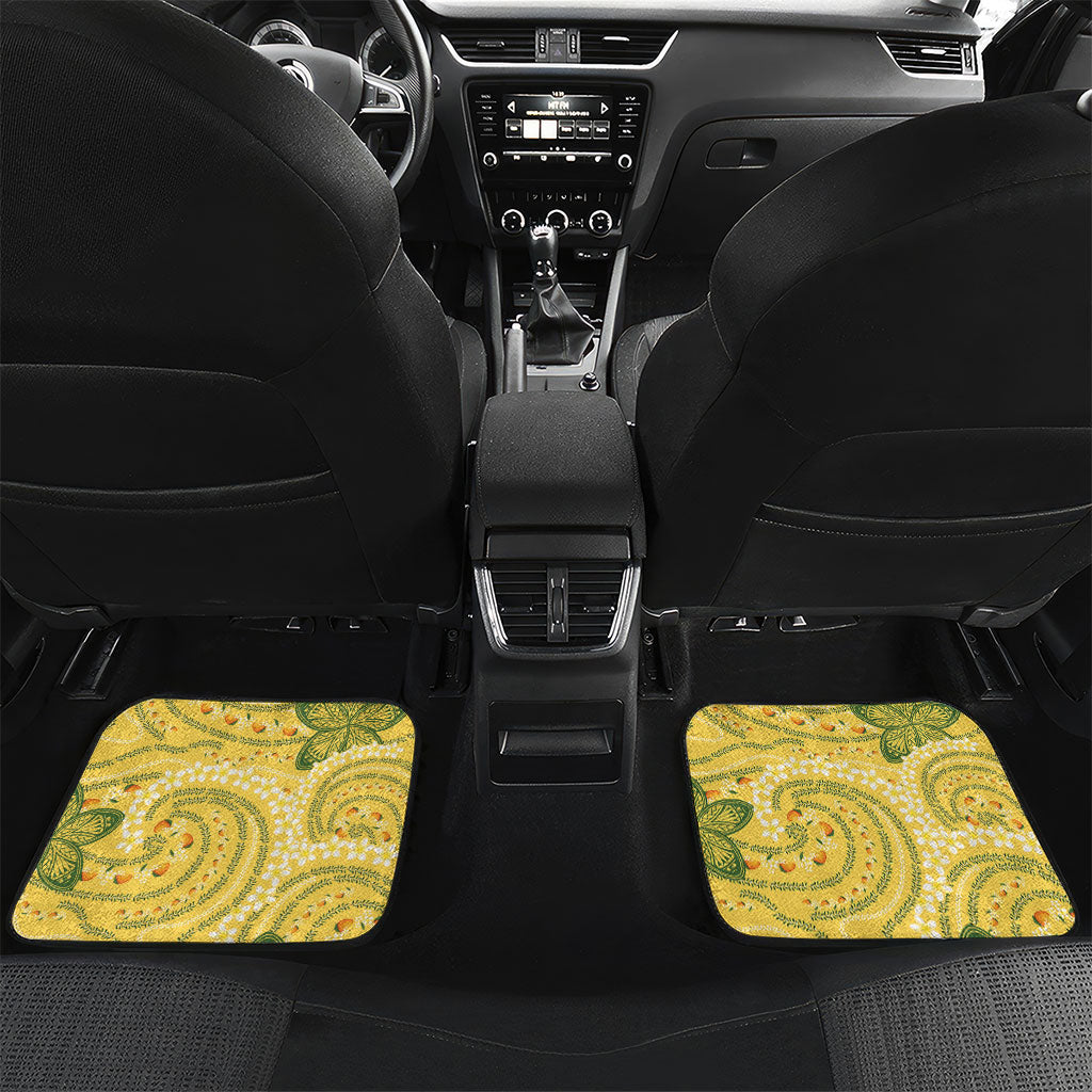 Hawaii Palaka Car Mats Cute Ripe Mango Turtle On The Waves DT05 Set 2pcs - Back Yellow - Polynesian Pride