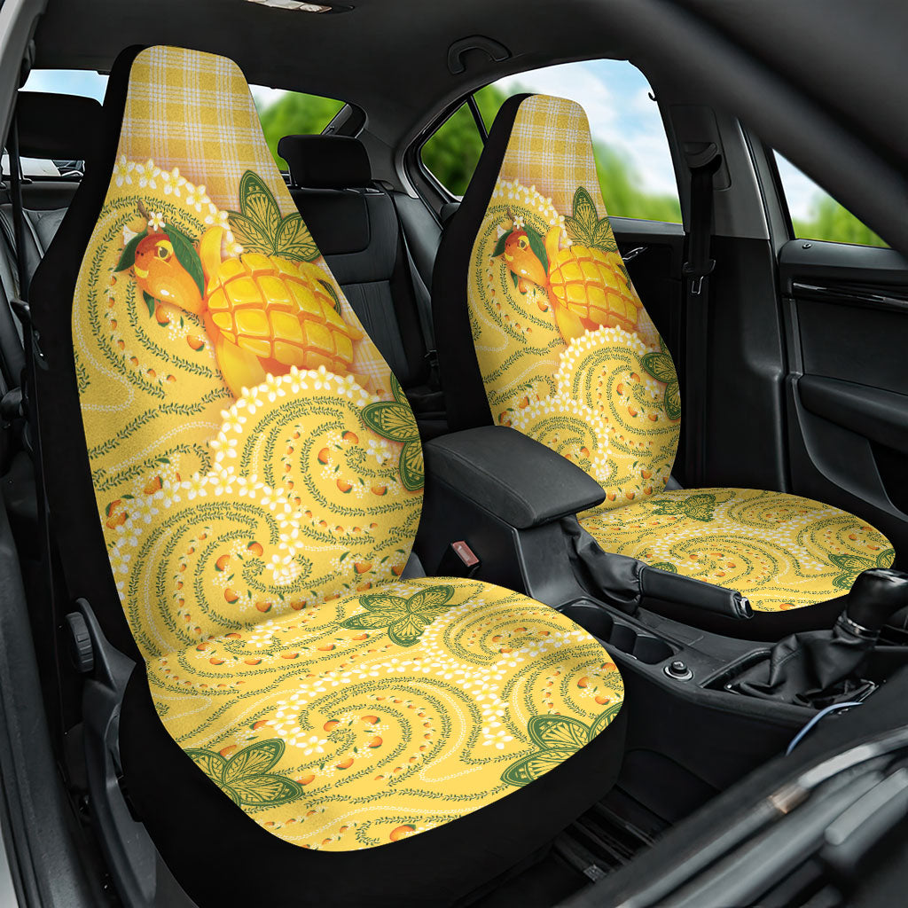 Hawaii Palaka Car Seat Cover Cute Ripe Mango Turtle On The Waves DT05 One Size Yellow - Polynesian Pride