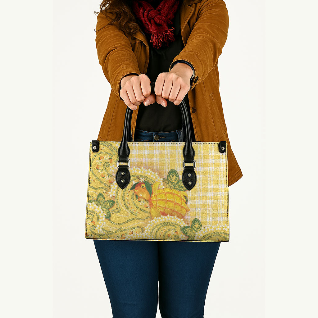 Hawaii Palaka Leather Bag Cute Ripe Mango Turtle On The Waves DT05 - Polynesian Pride