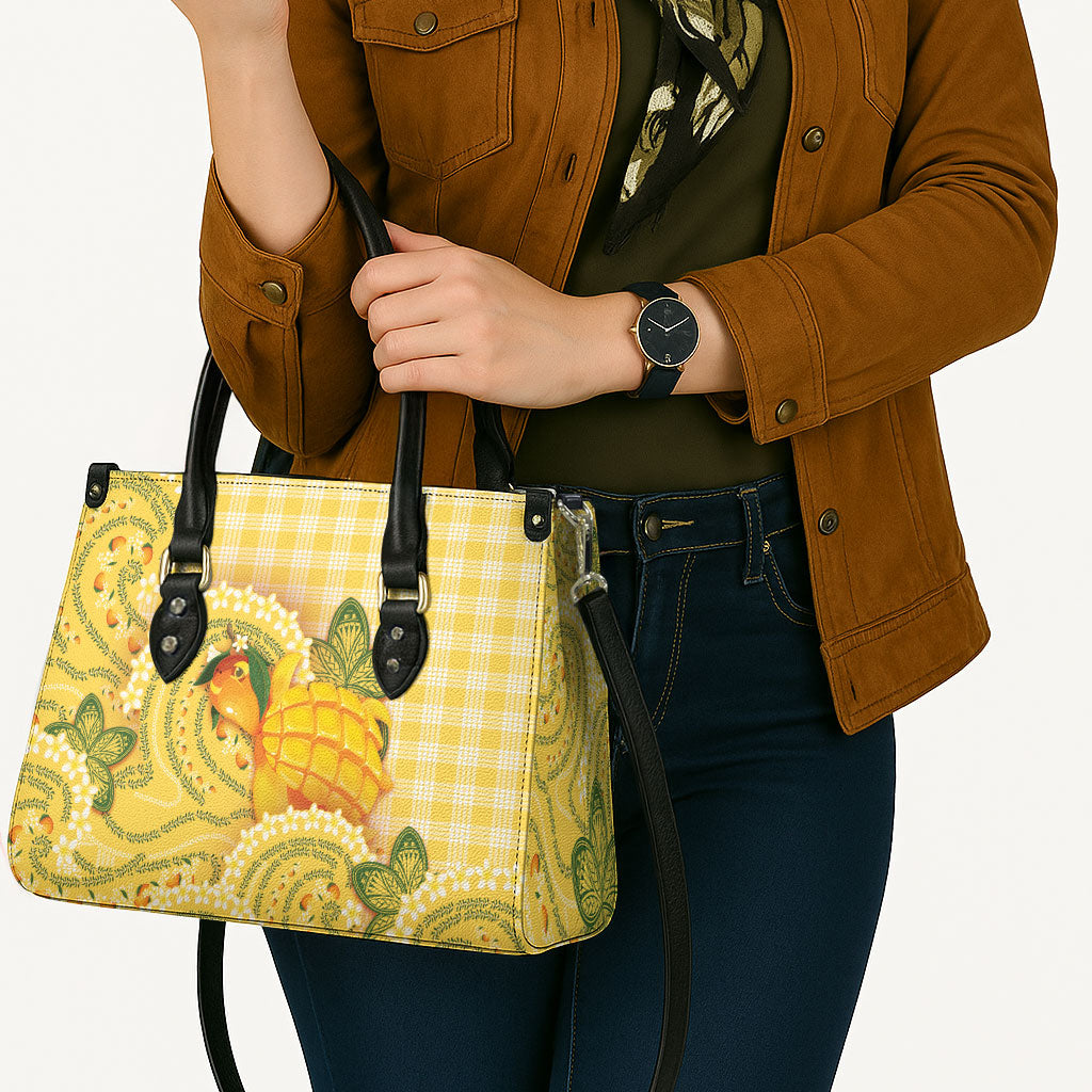 Hawaii Palaka Leather Bag Cute Ripe Mango Turtle On The Waves DT05 - Polynesian Pride