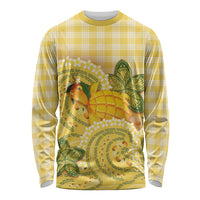 Hawaii Palaka Long Sleeve Shirt Cute Ripe Mango Turtle On The Waves DT05 Unisex Yellow - Polynesian Pride