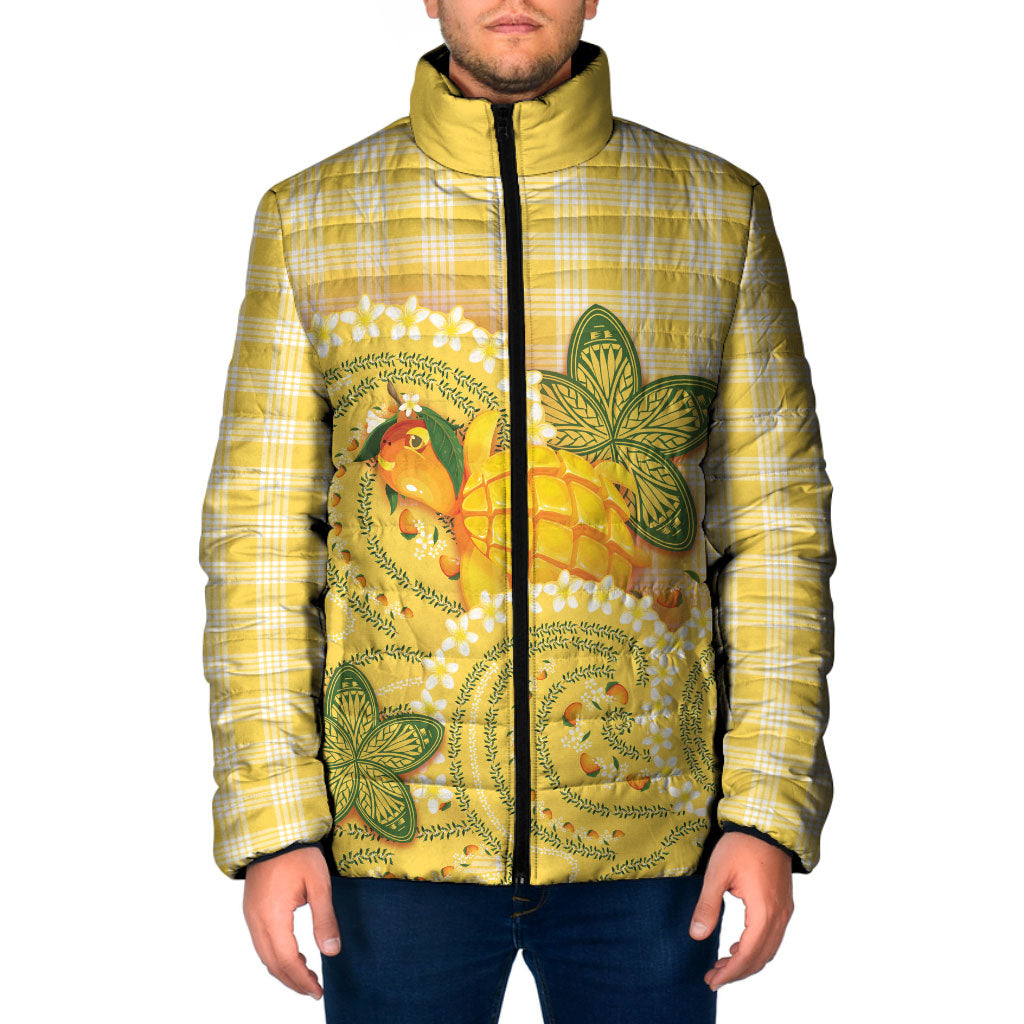 Hawaii Palaka Padded Jacket Cute Ripe Mango Turtle On The Waves DT05 Men Yellow - Polynesian Pride