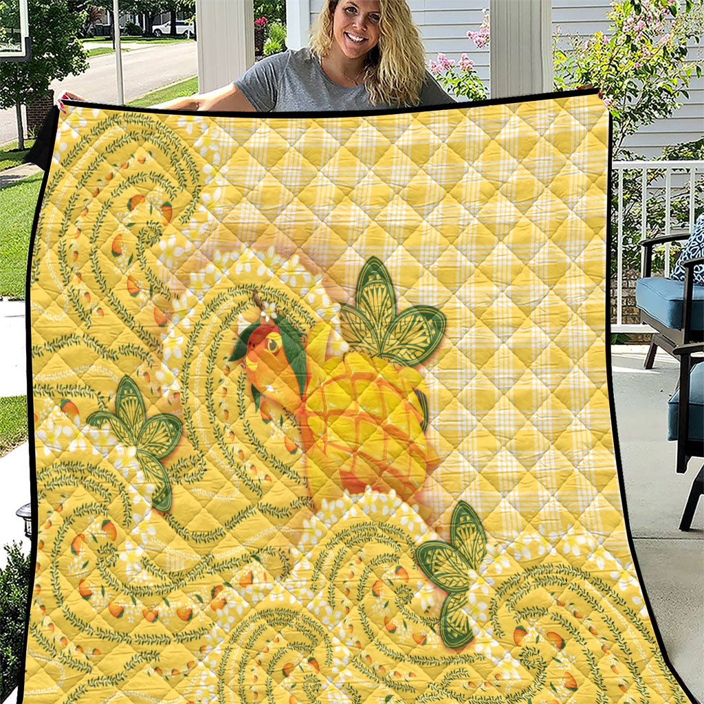 Hawaii Palaka Quilt Cute Ripe Mango Turtle On The Waves DT05 Yellow - Polynesian Pride